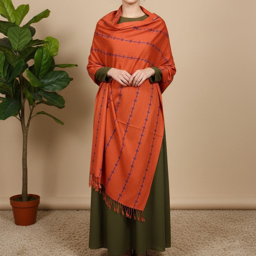Terracotta Blue Shawl