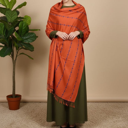 Terracotta Blue Shawl