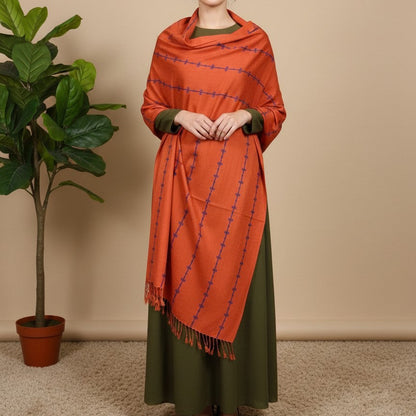 Terracotta Blue Shawl