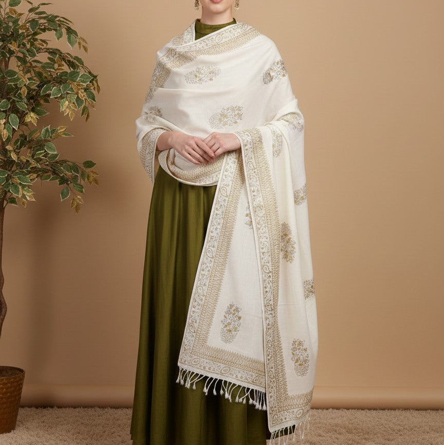 Ivory Gold Shawl